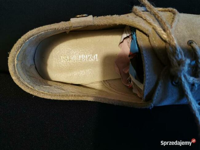 Firmowe Espadryle Ibiza Zamsz Beżowe Rozm.39