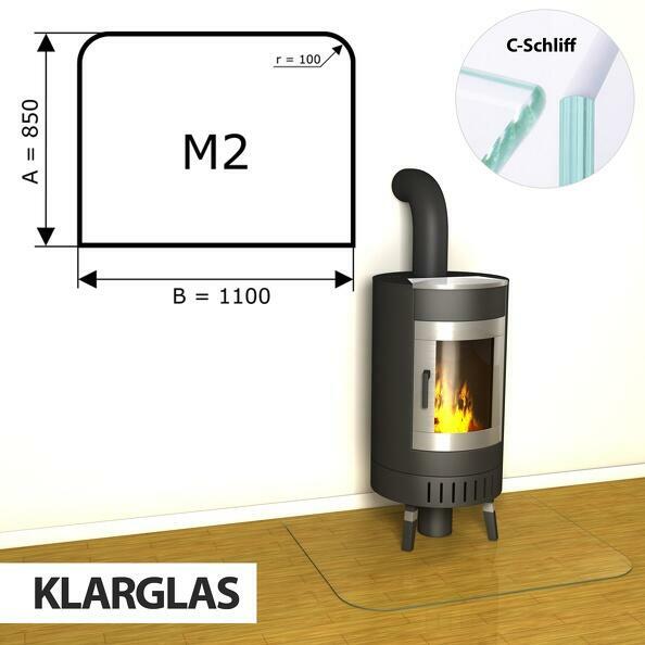 Szyba pod kominek ze szkła hartowanego M2 - 1100x850