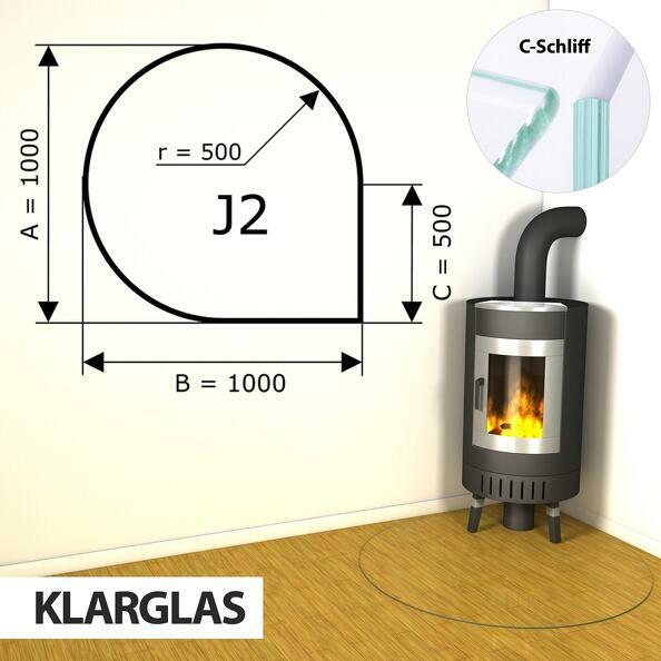 Szyba pod kominek ze szkła hartowanego J2 - 1000x1000