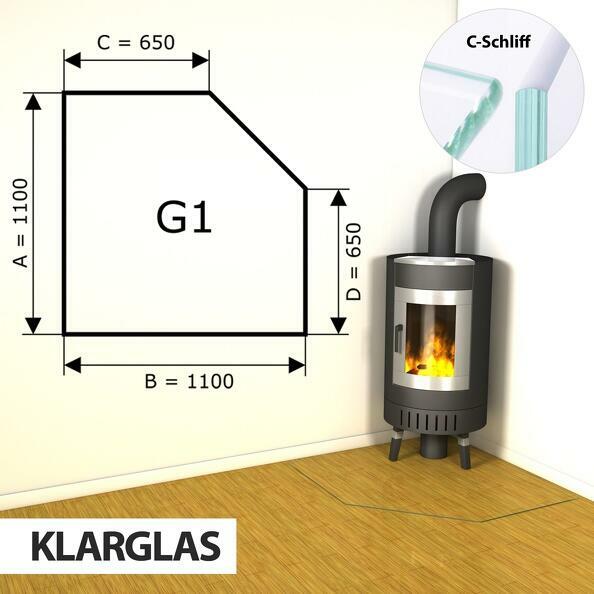 Szyba pod kominek ze szkła hartowanego G1 - 1100x1100