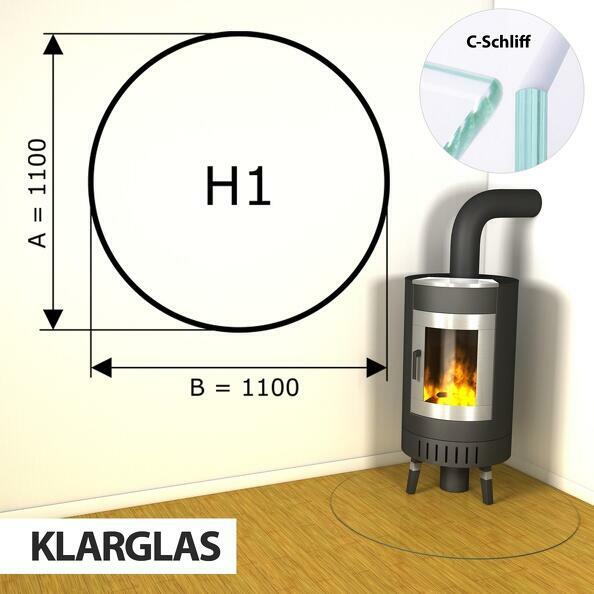 Szyba pod kominek ze szkła hartowanego H1 - 1100x1100