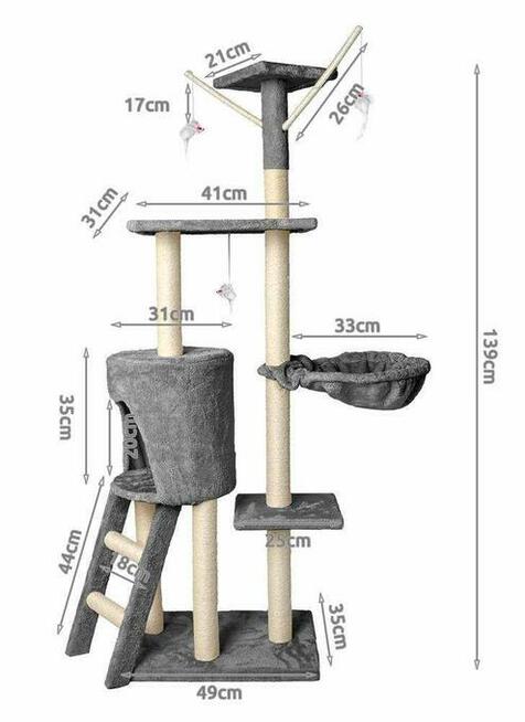 Drzewko Wieża Dla Kota Drapak Domek Myszki