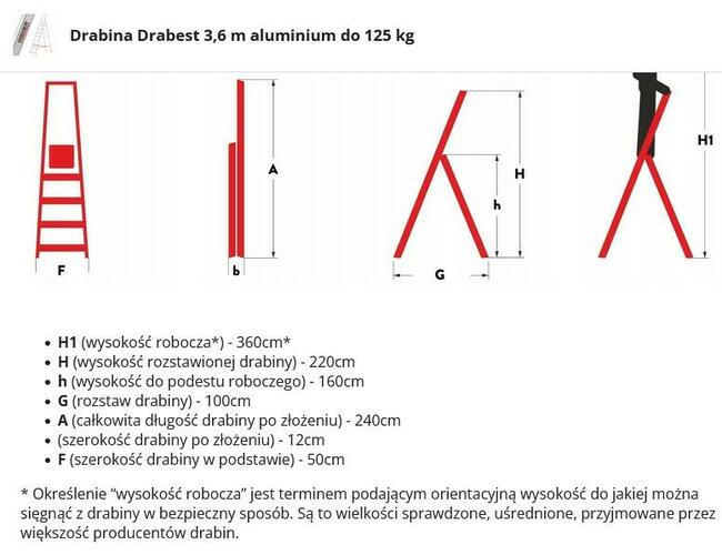 Drabina domowa aluminiowa 8 stopniowa