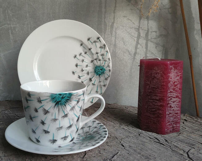 Zestaw śniadaniowy filiżanka / spodek Dmuchawce