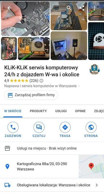 serwis komputerowy KLik-KLik 24h tanio z dojazdem W-wa i oko