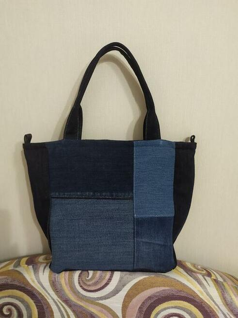 Torebka jeansowa-lniana shopper 627