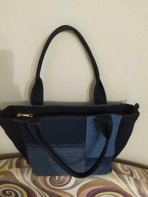 Torebka jeansowa-lniana shopper 627