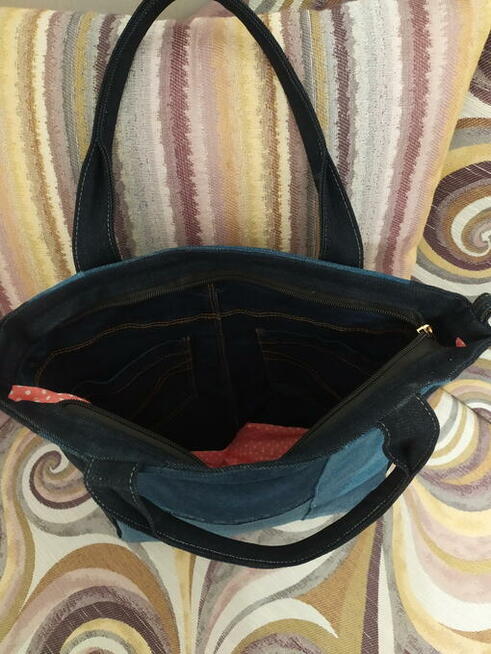 Torebka jeansowa-lniana shopper 627