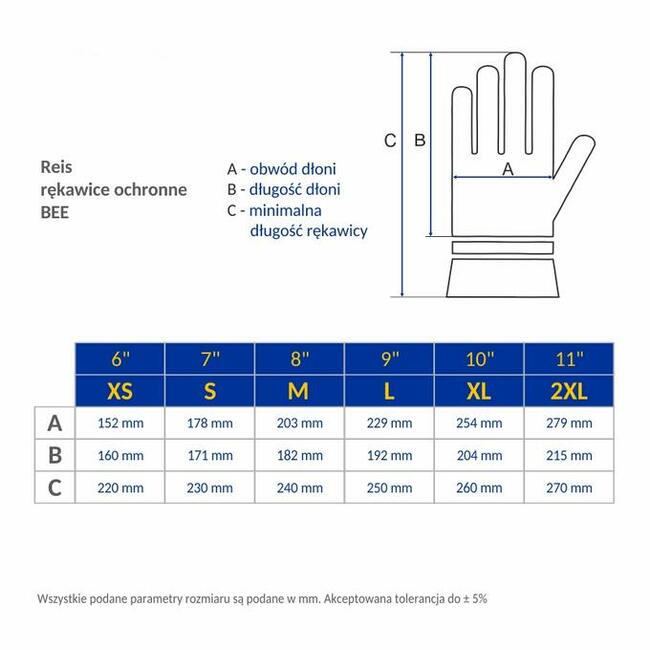 Skórzane Rękawice Pszczelarskie Długie rozmiar od XS do XL