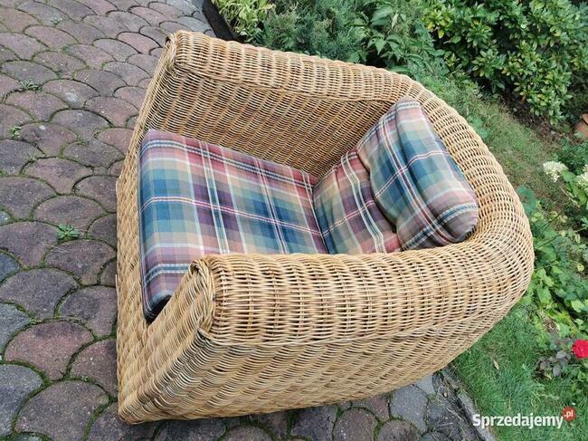 Piękny wygodny komfortowy Fotel Klubowy Jasny RATTAN