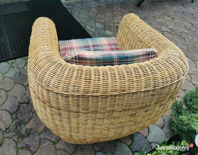 Piękny wygodny komfortowy Fotel Klubowy Jasny RATTAN
