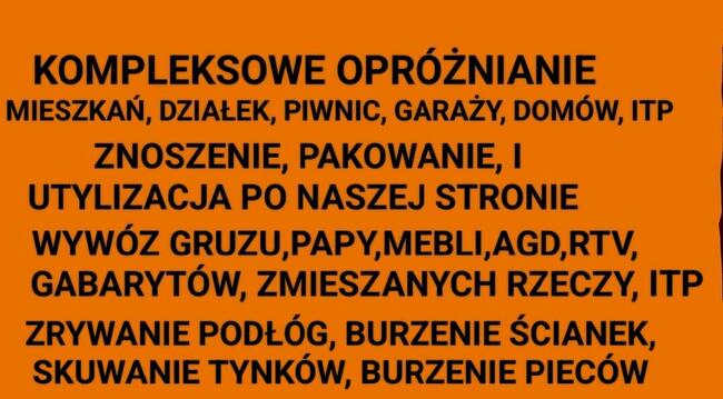 Opróżnianie mieszkań domów działek piwnic garaży