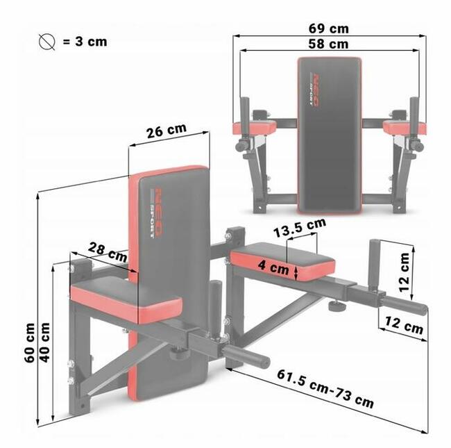 DRĄŻEK DO DIPÓW NA ŚCIANĘ FITNESS DLA DZIECI DOROSŁYCH