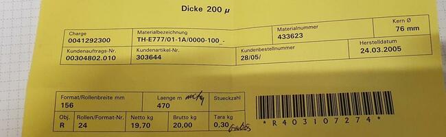 Folia Pet 156mm szeroka