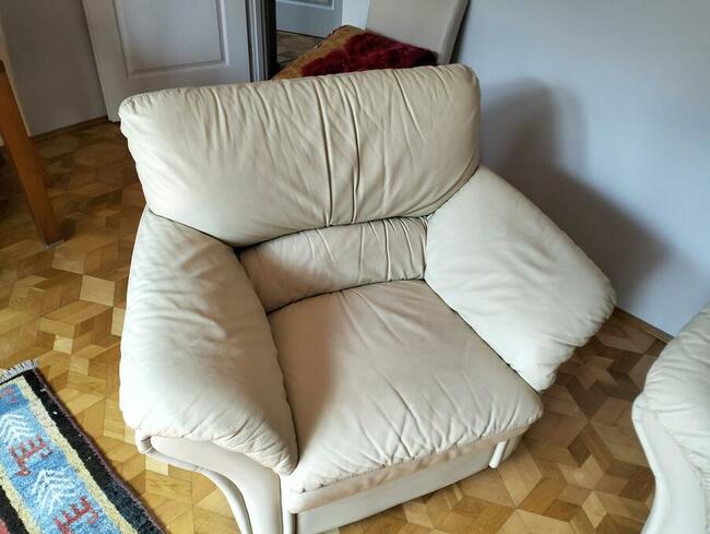 Zestaw wypoczynkowy skórzany kanapa sofa z funkcją spania