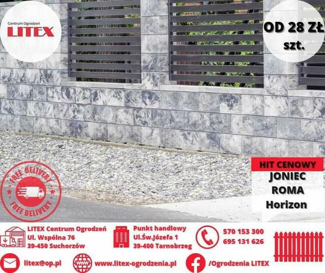 ogrodzenie modułowe, bloczek Joniec Roma Horizon