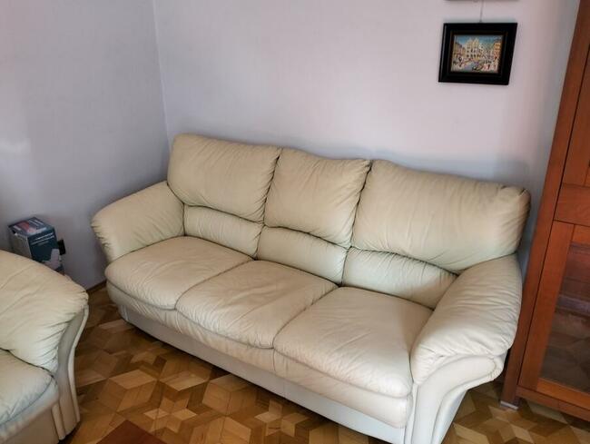 Zestaw wypoczynkowy skórzany kanapa sofa z funkcją spania