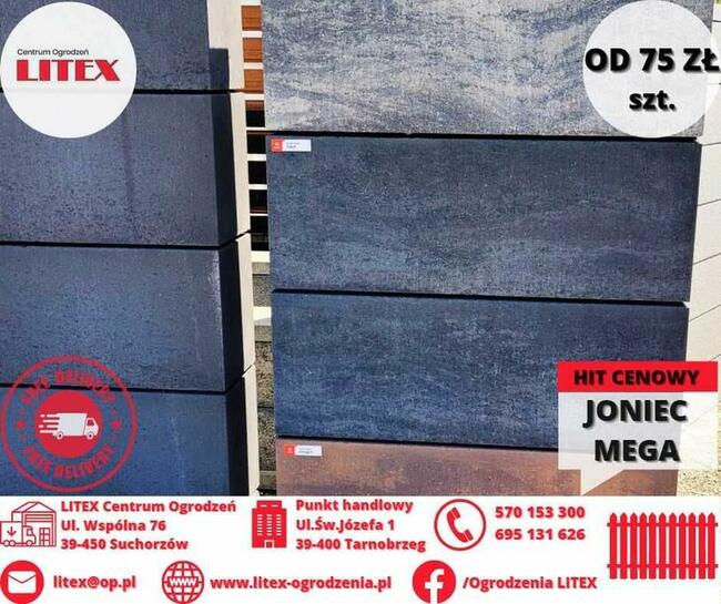 bloczek, pustak na ogrodzenie JONIEC ROMA MEGA