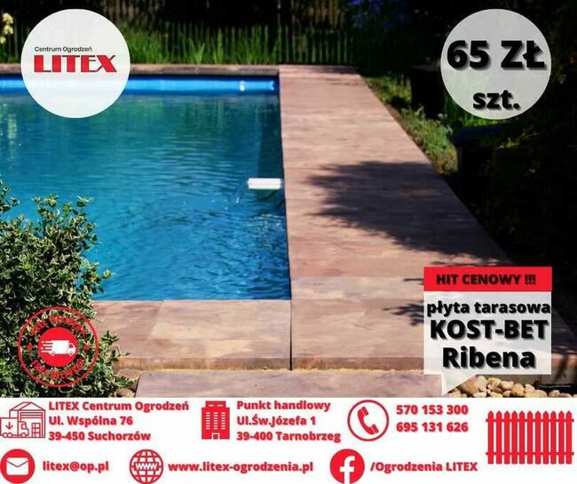 płyta tarasowa, płyty tarasowe KOST-BET 60x60x4 RIBENA