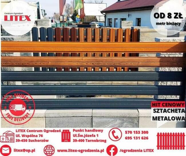 sztacheta, sztachetka metalowa, ogrodzenie, przęsło