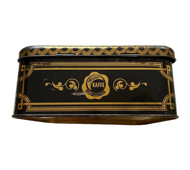 Ozdobna stalowa puszka po kawie Kärnkaffe