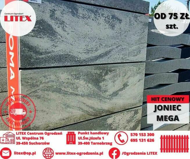 bloczek, pustak gładki na ogrodzenie JONIEC ROMA MEGA