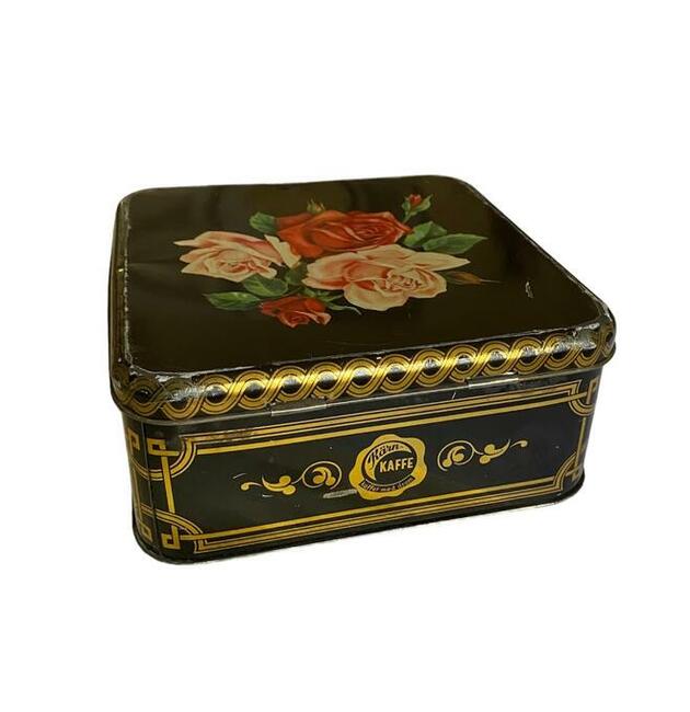 Ozdobna stalowa puszka po kawie Kärnkaffe