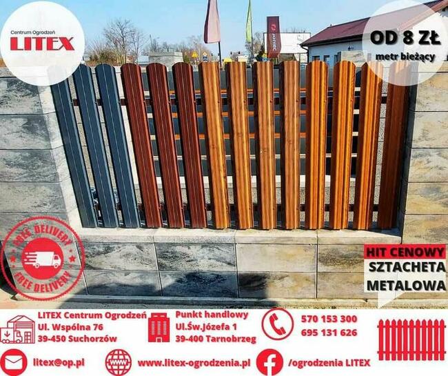 sztacheta, sztachetka metalowa, ogrodzenie, przęsło