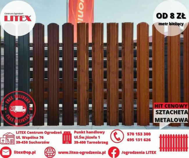 sztacheta, sztachetka metalowa, ogrodzenie, przęsło