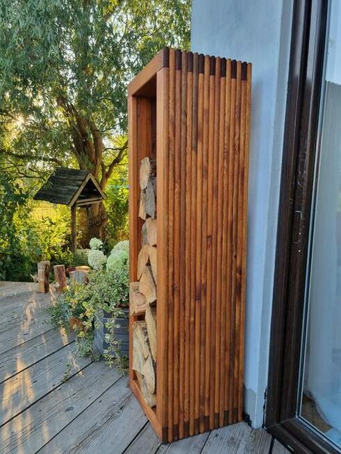 Stojak na drewno kominkowe 3D pionowy, 45 x 40 x 140cm