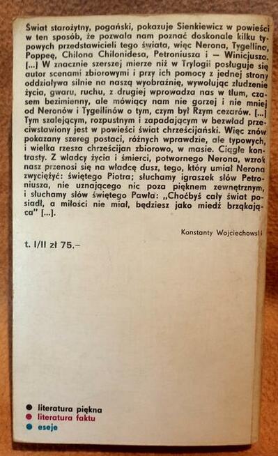 Książka -Quo Vadis - H. Sienkiewicz lektura