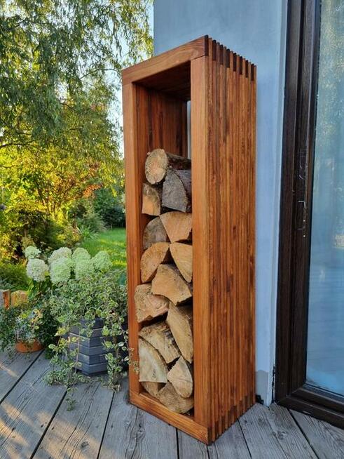 Stojak na drewno kominkowe 3D pionowy, 45 x 40 x 140cm