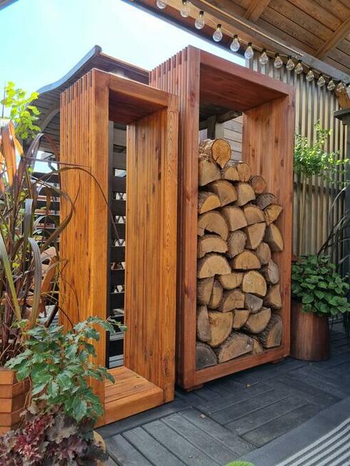 Stojak na drewno kominkowe 3D pionowy, 45 x 40 x 140cm