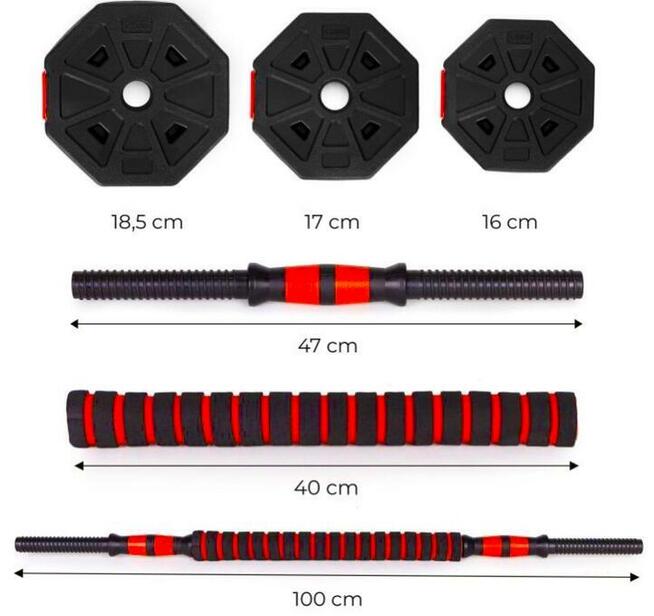 ZESTAW HANTLE HANTELKI CIĘŻARKI REGULOWANE 2x10kg FITNESS