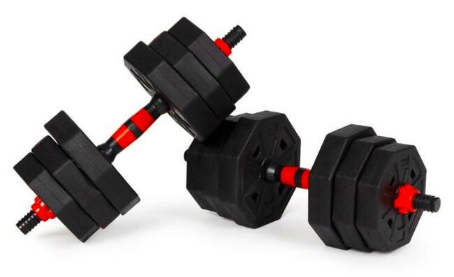ZESTAW HANTLE HANTELKI CIĘŻARKI REGULOWANE 2x10kg FITNESS