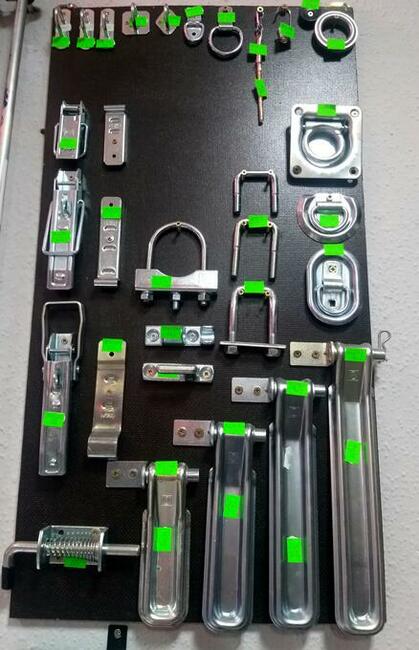 Części do przyczep, lawet, Lampy, Zaczepy, Koła, Pasy