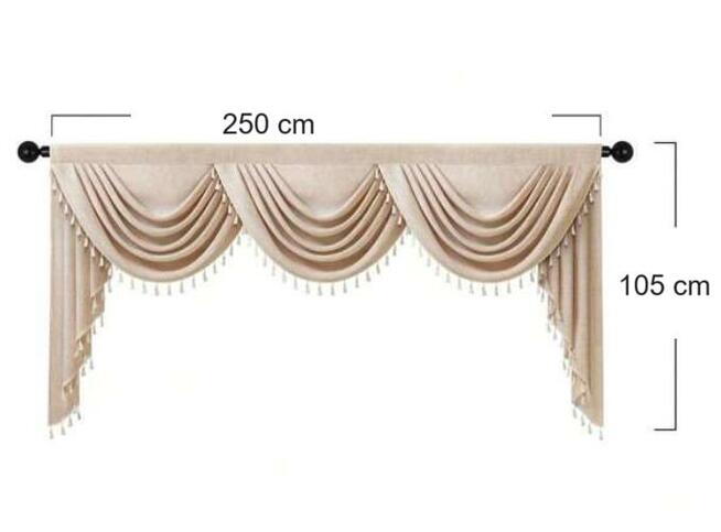 Krótka firana lambrekin 3 wody, fale, karnisz 250 cm