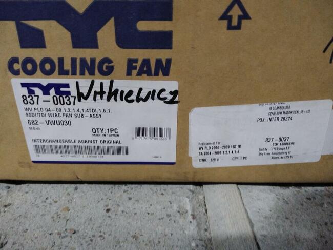 WENTYLATOR CHŁODNICY TYC 837-0037 SKODA VW SEAT