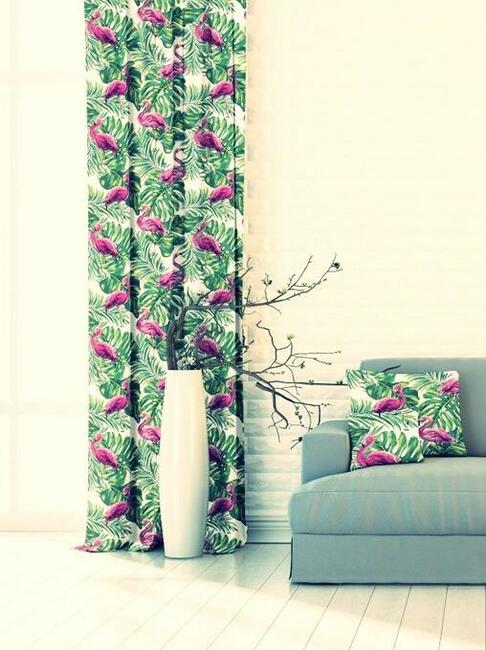 Flamingi D-57, tkanina tapicerska, dekoracyjna