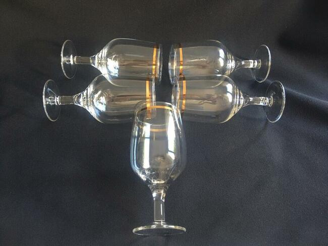 PRL lampki do wina złoty pasek