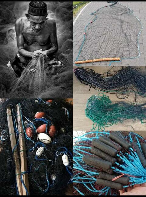 Sprzedaż sieci rybackich, sieci szyte ręcznie.