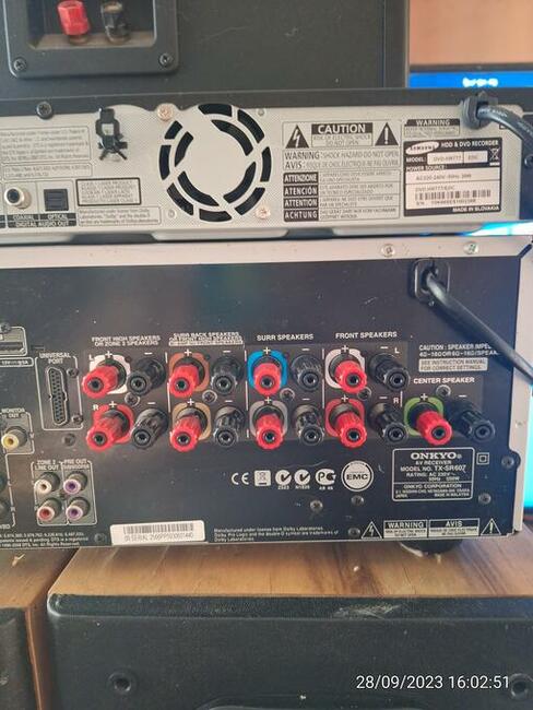 Zestaw amplituner+ nagrywarka + głośnik centralny