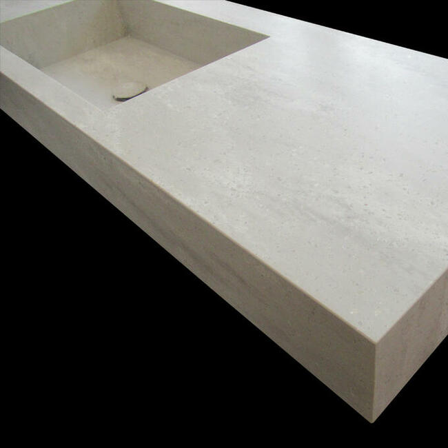 Umywalka z konglomeratu mineralnego, zintegrowana z blatem