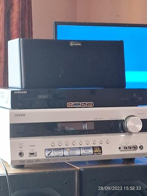 Zestaw amplituner+ nagrywarka + głośnik centralny