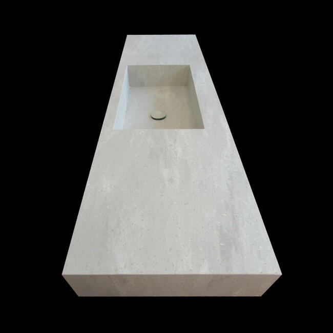 Umywalka z konglomeratu mineralnego, zintegrowana z blatem