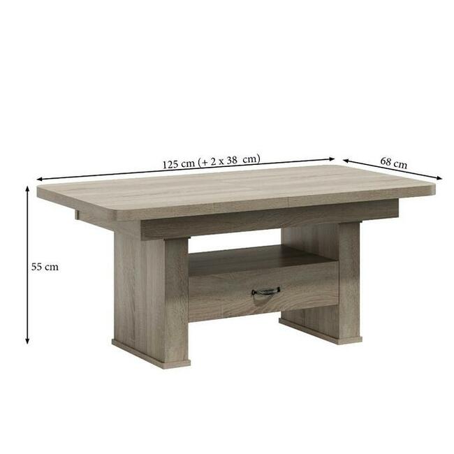 ŁAWA, ŁAWOSTÓŁ, ROZKŁADANY Z SZUFLADĄ ZAOWALONE ROGI