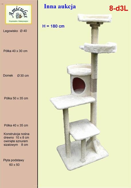 Drapak 1,6m dla dużego kota, solidne drewno Amiculus 9-Ah