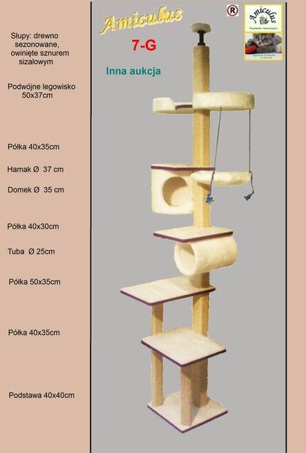 Drapak dla kota, sufitowy, drewniany- Amiculus 7-Ct