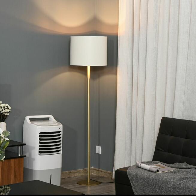 Lampa podłogowa z abażurem z PU w kształcie walca