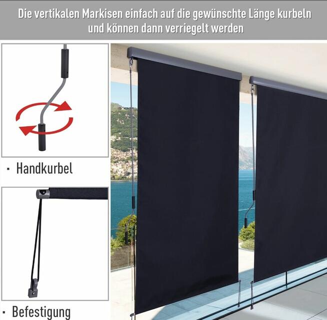 ROLETA OCHRONA PRZED WIATREM I SŁOŃCEM ZASŁONA Z RĘCZNĄ KORB